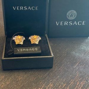 Versace Palazzo Dia Earnings | GOLD/SILVER Medusa Head | NEW IN BOX W/ TAGS